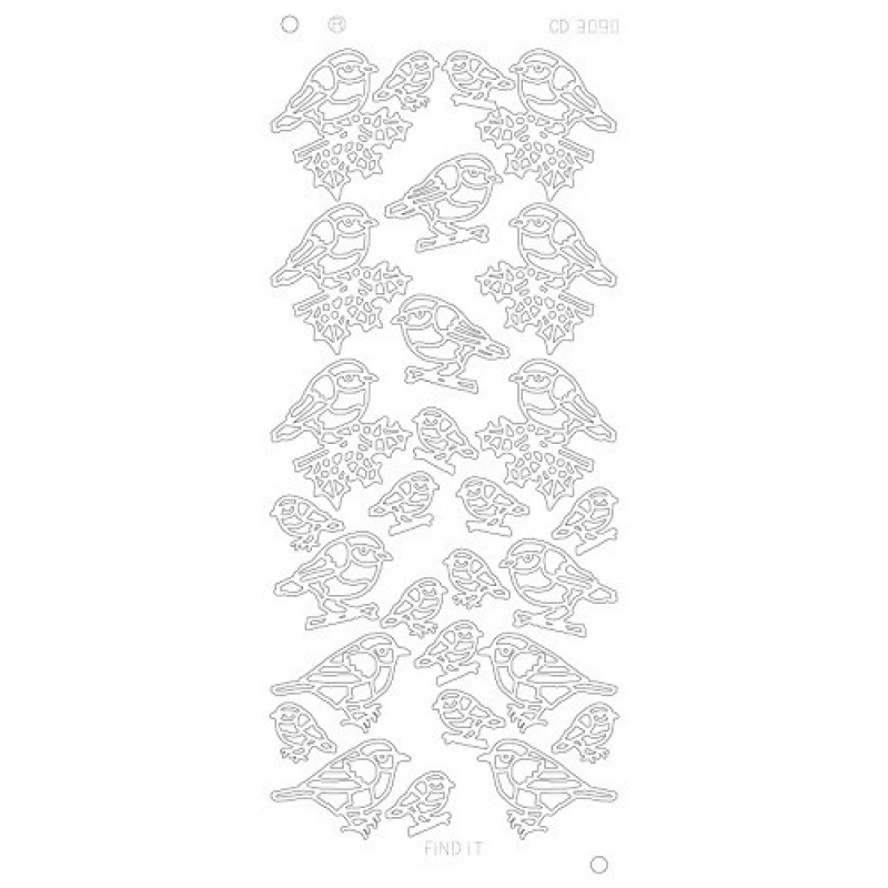 Stickervel: X-mas birds - Goud